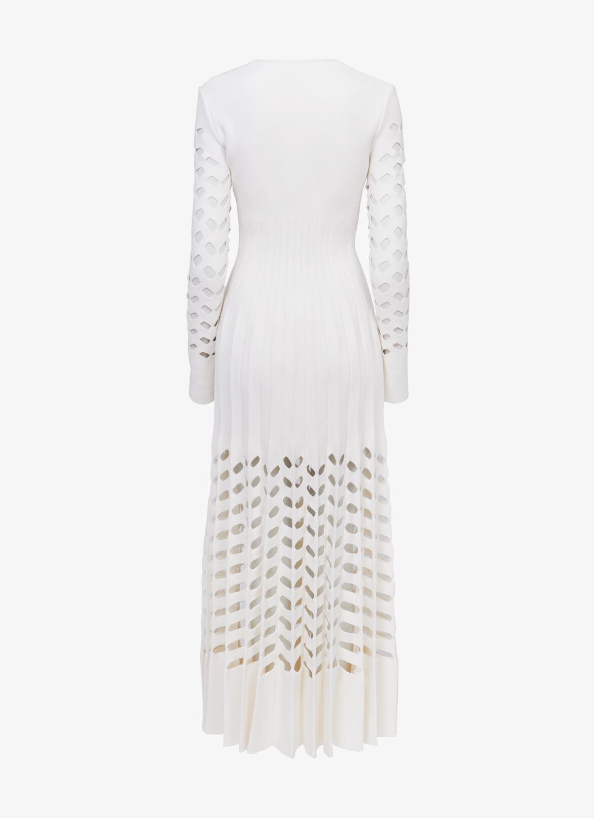 Long-sleeved openwork knit dress
 ALAÏA IVORY LONG-SLEEVED OPENWORK KNIT DRESS